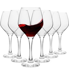6x White Red Wine Glasses Large Glass White Rose Long Stem Party Set 440ml