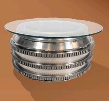 Boeing Jet Engine Titanium Coffee Table Glass Top Industrial Unique One Off