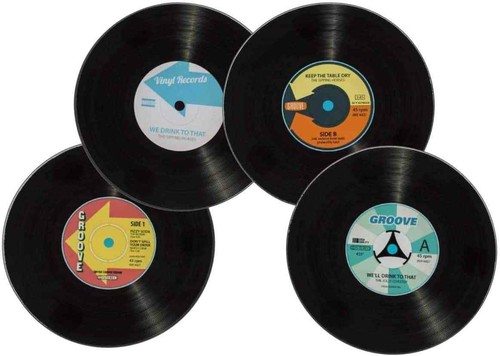 Vinyl record drinks coasters - record,