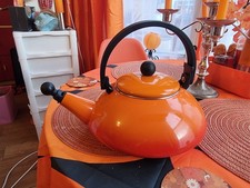 VINTAGE RETRO LE CREUSET ORANGE ZEN WHISTLING KETTLE GAS ELECTRIC INDUCTION HOB