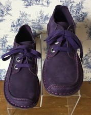 Clarks Funny Dream Purple Suede / Pink Stitching Lace Up Shoes Size UK. 6 D
