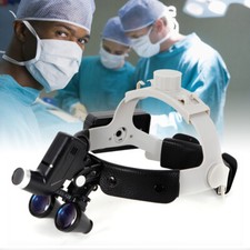 Dental 3.5x Surgical Headband Loupes 420mm Binocular  w/ LED Head Light