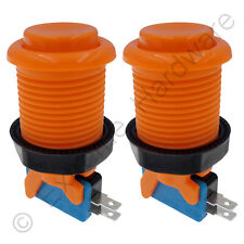 2 x Happ Style 28mm Round Classic Arcade Buttons & Microswitches (Orange) - MAME