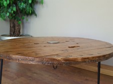 Extra Large Industrial Wooden Cable Reel Drum Round Coffee Table 