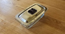 Original Hostess Trolley Glass Dish with Stainless Steel Lid - Immaculate