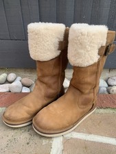 UGG ® AUSTRALIA WILOWE CHESTNUT LEATHER PULL ON BOOTS UK 5.5 RRP £200+