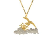 Alex Monroe morning sunrise Sterling silver gold plated .Sun bird cloud RRP £165