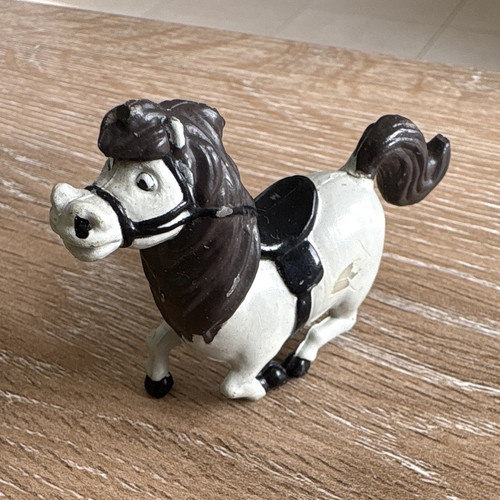 Black white ceramic horse - white,