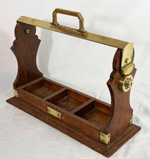 ANTIQUE  OAK & BRASS TANTALUS