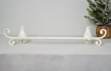 VTG Shabby Chic Farmhouse Towel Rod 26.5” Decorative White Painted Cast Iron