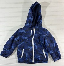 Gymboree Rain Jacket Airplanes Camo Toddler Size 2T-3T Blue Hooded Full Zip