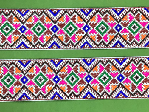 Quality green pink brown aztec - green,