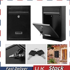 Black Large Letter Box Post Mail Box Wall Mounted Post Box Lockable With Keys UK