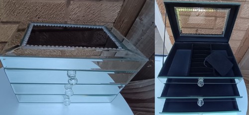 Mirrored glass jewellery box - mirrored, 3