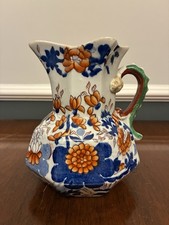 Antique Masons Ironstone Jug with Serpent Handle Late 19th Century