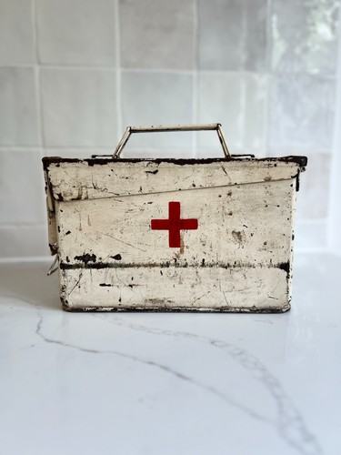 Vintage ammo box first aid - aid, tin