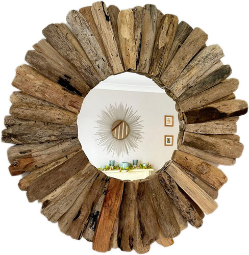 Round driftwood mirror - round,