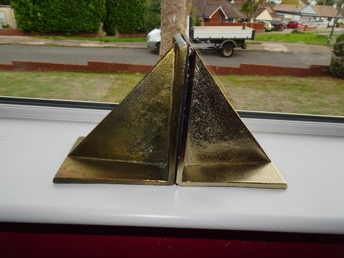 Vintage gold metal bookends - vintage,
