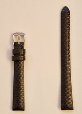 Rotary Genuine Leather Watch Strap Padded Lizard Grain Black 12mm Silver Buckle