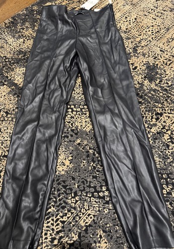 Zara black coated leather look - black, leather-look