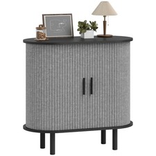 HOMCOM Modern Sideboard with 2 Sliding Doors Tambour Kitchen Cupboard Grey New
