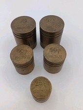 5 Vintage Brass Bank Weights