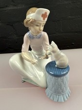Lladro Figurine "Loving Care" 6087 Girl Playing Vet, Nurse or Doctor with Cat