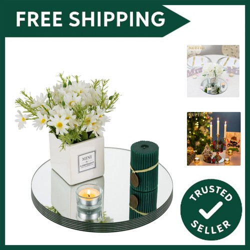 Round mirrored candle plates - round,