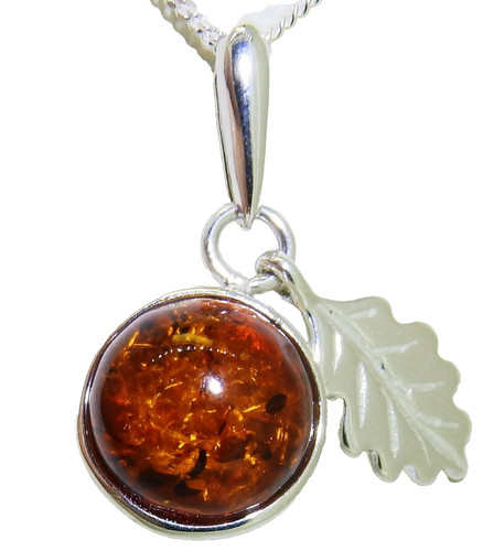 Silver baltic amber pendant - silver,