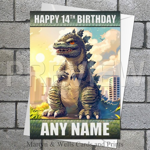 Godzilla birthday card - ., 5x7