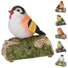 Motion Sensor Activated Singing Chirping Bird on Stump Ornament Home Garden