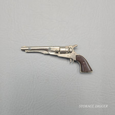 Vintage Die-Cast Old Timer Gun Pistol Revolver 4 1/4" Long Hong Kong Silver