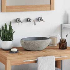 River Stone Wash Basin Sink Oval Cloakroom Vanity Countertop Vessel Multi Sizes