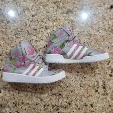 Adidas Jeremy Scott Wings Floral Hightop Sz 9 GREY PINK GREEN *NO WINGS*