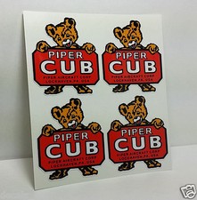 4 Piper Cub Aircraft Co.Vintage Style Airplane Decals / Vinyl Stickers 2.25 inch