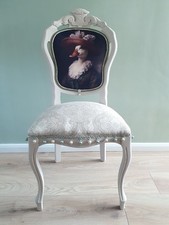 French Style Dining Bedroom Accent Upholstery Chair with Lady DUCK print