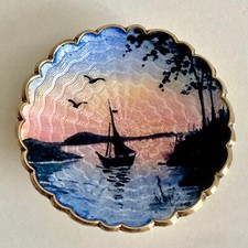 SCANDINAVIAN Silver Enamel Brooch HJORTDAHL Norway Enamel Silver Brooch Brooch