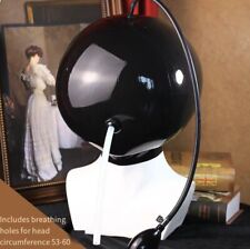 UK Latex Asphyxia Hood double Rubber Mask w/ Inflatable Long Tube Cosplay 0.4mm