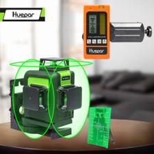12 Lines 3D Cross Line Laser Level Green Vertical & Horizontal + Laser Receiver