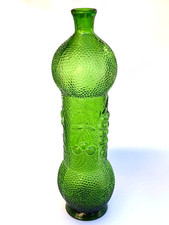 Vintage Green Glass Empoli Green Glass Hobnail Embossed Genie Bottle 15”