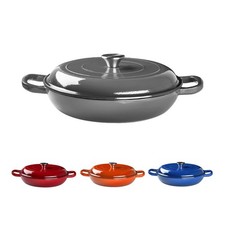 3.2L Enamelled Cast Iron Round Casserole Dish With Lid Non Stick Dutch Oven Pot