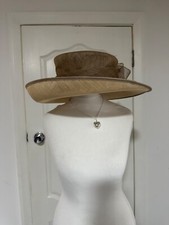 CAPPELLI CONDICI Cream And Tan Wedding Ascot Races Hat