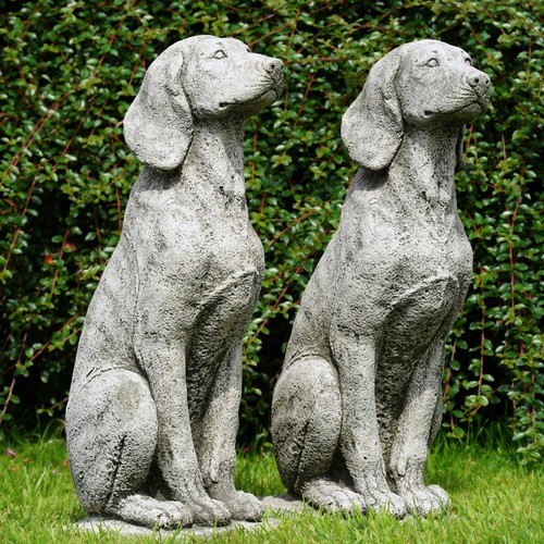Pair large hound - pair, stone