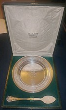 Christofle France Vintage Silver Plate Cased Christening Set- Bowl/Plate & Spoon