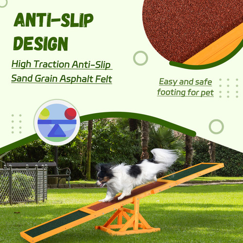 Pawhut wooden pet seesaw - wooden,