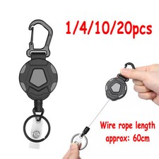 Heavy Duty Retractable Keyring Pull Ring Key Chain Clip Recoil Holder Steel Cord