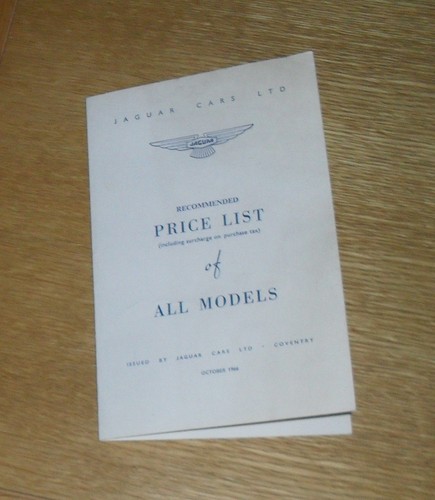 Jaguar price list 1966 - 1966, mk2