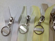 23" / 58.5cm Nylon Zipper Open End Silver feature puller 31 zip colours choice