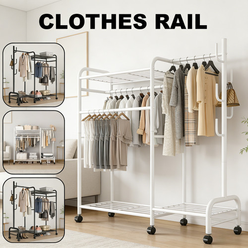 Double clothes rail rack - rail, heavy