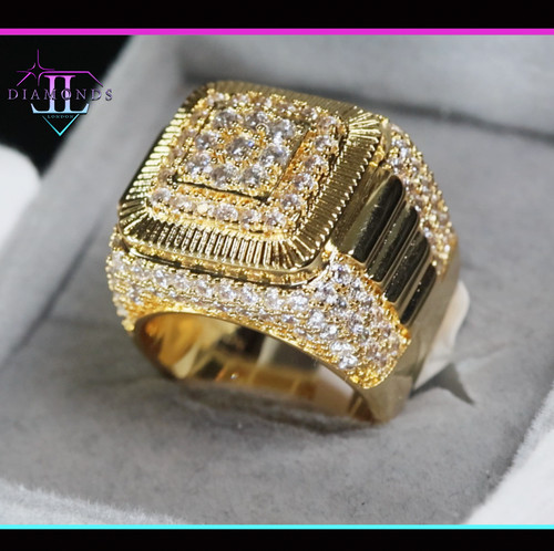 Mens gold iced - out,